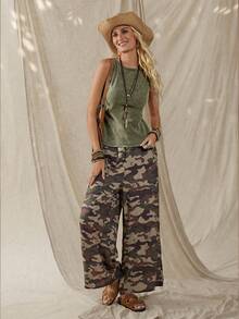Wildy Women's Olive Green Boho Summer Casual Sleeveless Top,Cotton Vintage Distressed Music Festival Western Outfits,Daily Wear Occasion Basic Tops - Green - View 6