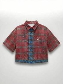 NEON BLANC Men's Contrast Plaid Short Sleeve Single-Breasted Casual Shirt - Multicolor - View 1