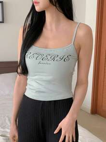 DAZY Áo tank top không tay ôm sát dành cho nữ, có đệm ngực, thích hợp cho mùa hè. - trắng - Xem 8