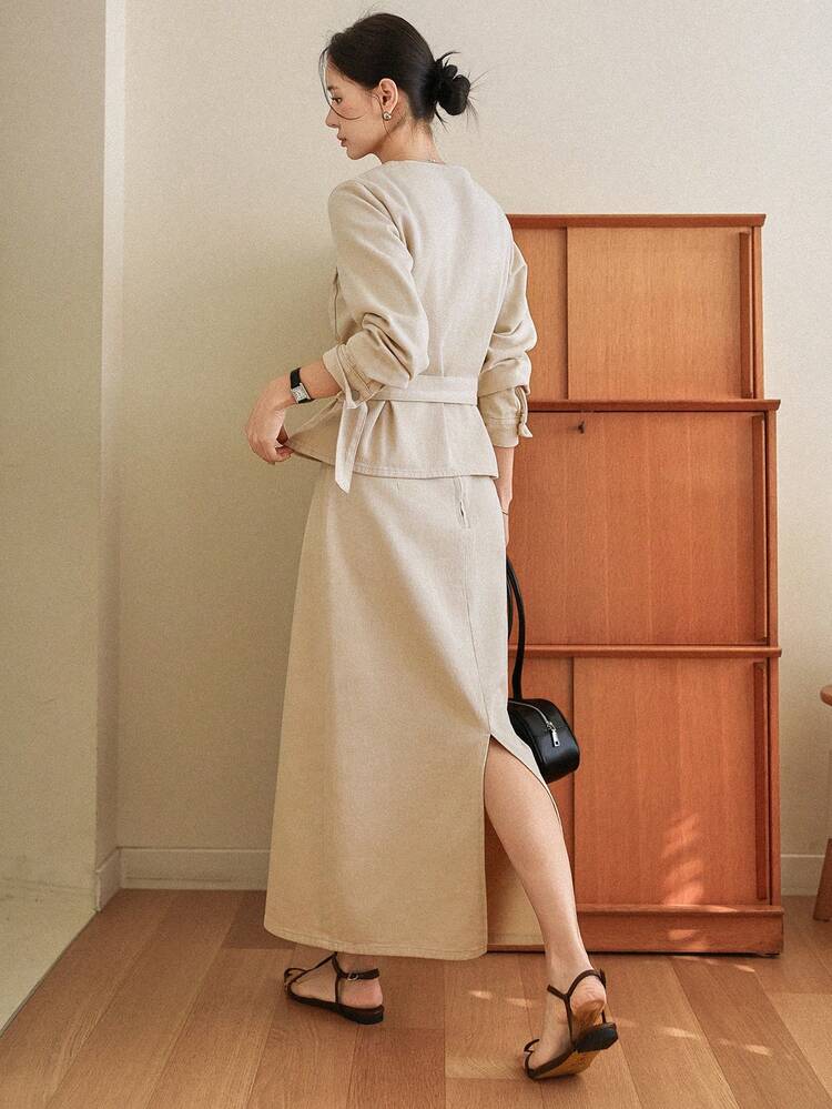 Spring/Summer Loose Design Casual Shirt And Wide-Leg Jeans Old Money Luxury Women Denim Set Business Casual Woman