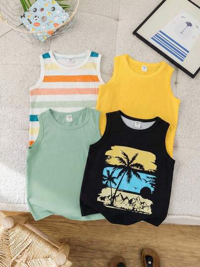 Young Boys' Summer Casual Round Neck Tank Top