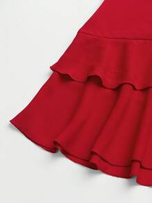 GlowEve Casual Vacation Asymmetrical Ruffle V-Neck Sleeveless Camisole Dress, Red, Summer - Red - View 7