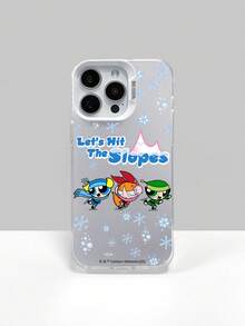 THE POWERPUFF GIRLS X SHEIN 飞天小女警冬季滑雪混合手机壳，柔软TPU边框搭配硬质PC背板，“Let's Hit The Slopes”雪花图案，可爱卡通冬季运动设计，防震保护壳，日常使用及卡通粉丝生日礼物之选，兼容iPhone和Galaxy手机壳，兼容iPhone 11/12/13/14/15/16/17 Pro Max和Galaxy S24 Ultra/S25 Ultra/A16。 - 銀色 - 查看 10