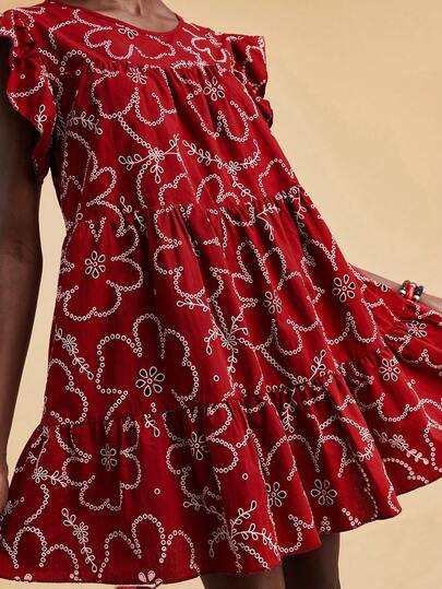 Travachic Women's Vacation Casual Floral Hollow Embroidery Mini Dress,Vacation Casual Terno Outfit For Women,Summer Holiday Outfits,Spring Break Outfits,Party Outfit,Beach Outfit,Spring Clothing,Valentine's Day,Valentine Outfits For Women,Carnival Costume,Elegant,Floral,Carnival,Spring To Summer ,Party ,Summer Dress,Wedding Guest Dress For Women,Birthday Dress,Party Dress,Elegant Dresses For Women,Floral Dress,Summer Dress,Carnival Costume, Mexican Style Dress Women Boho Dress For Women