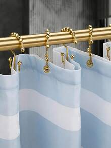 Cirelle 12个免打孔浴帘挂钩 - 双面顺滑滑动设计，防锈滚珠挂钩，适用于浴室和窗户 - 金色 - 查看 8