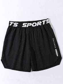 Gym Rark Pantalones cortos casuales de fitness y deportes con bolsillo en la cintura y estampado de letras para hombres - Negro - Ver 4