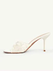 CUCCOO CHICEST Women Shoes Summer Summer Lace Rose Ornament Open-Toed Stiletto 8.5cm Solid Color Women's High Heel Sandals Elegance Daily Dating Party Wedding Shoes Summer Shoes Bride Shoes - White C - View 5