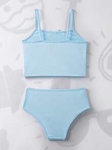 MONOPOLY X SHEIN Young Girl Cartoon Print Camisole & Panty Set - Baby Blue - View 2