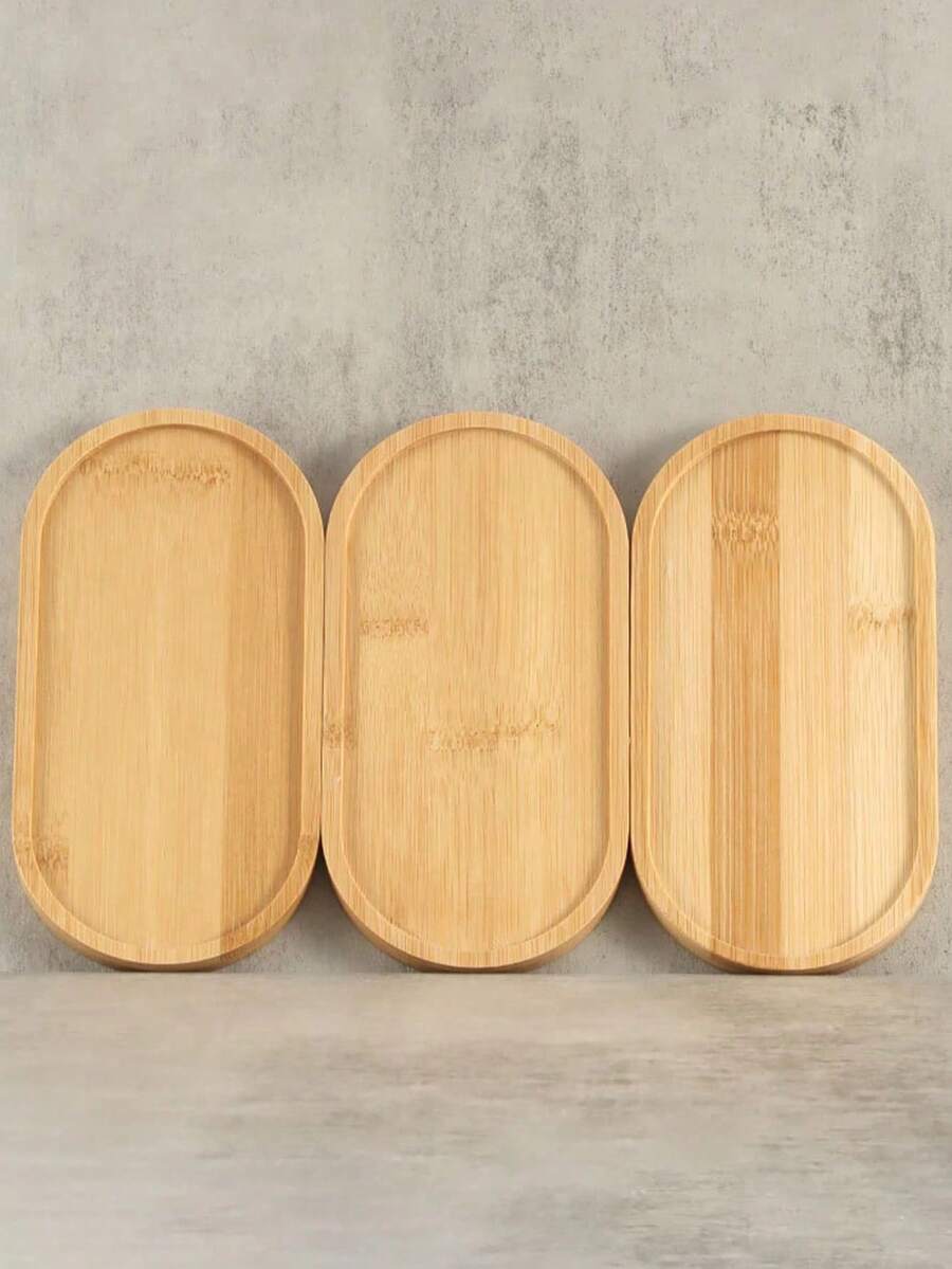 1/3/6 Multifunctional Bamboo Trays, Wooden Trays, Jewelry Storage Trays, Bamboo Tea Trays, Oval Teapot Trays, Suitable For Desktop Decoration Ornaments In Restaurants/Kitchens/Bedrooms/Bathrooms/Study Rooms, As Well As Halloween, Christmas And Other Holiday Parties/Dinners. - Multicolor - View 1