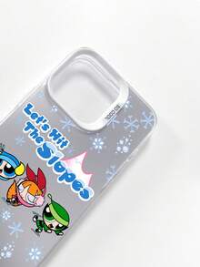 THE POWERPUFF GIRLS X SHEIN 飞天小女警冬季滑雪混合手机壳，柔软TPU边框搭配硬质PC背板，“Let's Hit The Slopes”雪花图案，可爱卡通冬季运动设计，防震保护壳，日常使用及卡通粉丝生日礼物之选，兼容iPhone和Galaxy手机壳，兼容iPhone 11/12/13/14/15/16/17 Pro Max和Galaxy S24 Ultra/S25 Ultra/A16。 - 銀色 - 查看 7