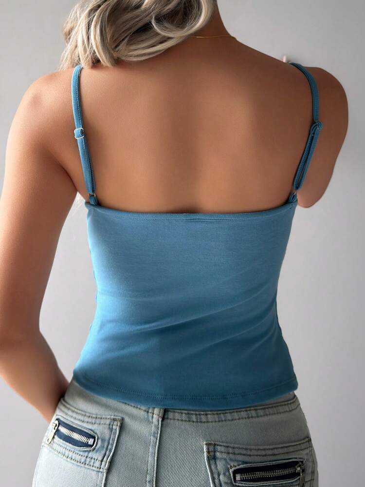 Charming Lace Patchwork Hollow Design Self-Padded Camisole Top For Women Summer