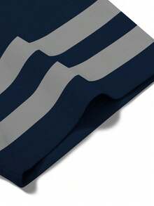 Manfinity Campus Court Plus Size Men's Casual Summer V-Neck Short Sleeve Colorblock Numeric Pattern T-Shirt - Multicolor - View 4