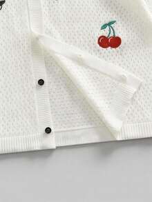 ROMWE MEN Street Life Men's Summer Casual Vacation Style Embroidered Mesh Hollow Knit Top - White - View 5