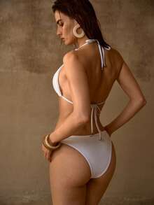 MOTF PREMIUM 女士夏季度假露背泳装套装 - 白色 - 查看 3