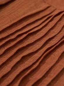 Aveloria Rosie 简约休闲大方优雅女士通勤度假复古高端背心上衣搭配宽松褶裥阔腿裤，女士两件套 - 棕色 - 查看 7