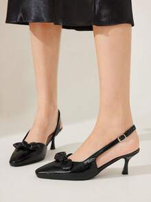 CUCCOO CHICEST Women Shoes Classic Simple Women's High Heels Shoes Bow Decorative Elegant Elegant And Comfortable Versatile High Heels - Black - View 6