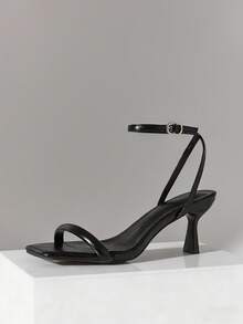 SHUZIA 女士优雅简约踝带细高跟凉鞋 - 黑色 - 查看 7