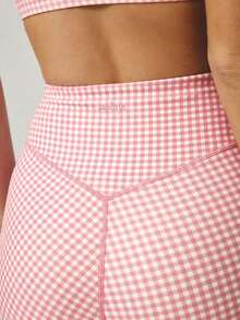 Aralina 休闲格纹印花露脐吊带背心和高腰短裤两件套运动健身套装 - 珊瑚粉 - 查看 6