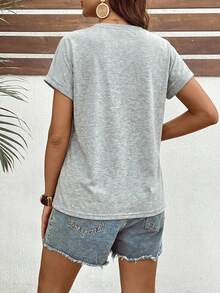 SHEIN Maternity Casual Heart Print Nursing T-Shirt - Light Grey - View 8