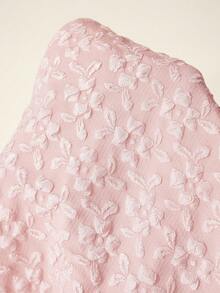 MaterniWear 2pcs Maternity Jacquard Ruffle Hem Camisole And Adjustable Waist Wide Leg Pants Set - Baby Pink - View 3