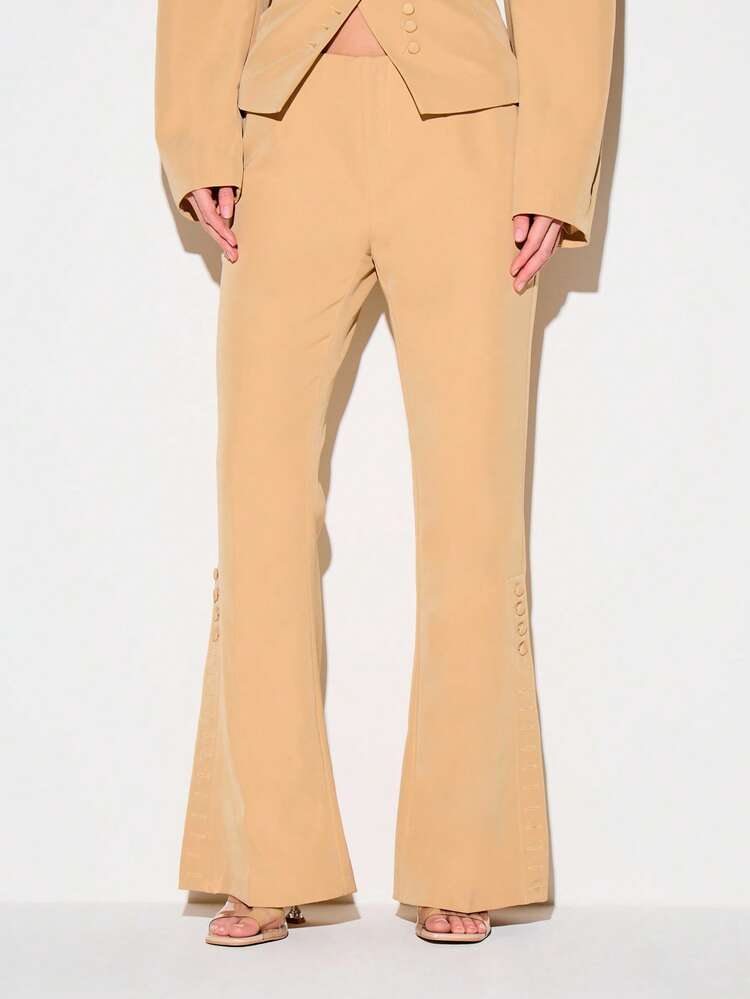KIZN Tailored Flare Pants With Button Details