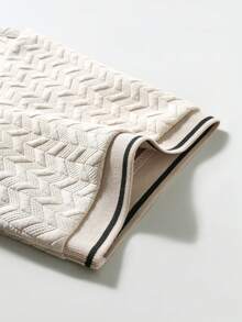 EGENSIO Men's Textured Apricot Solid Ribbed Collar Polo Shirt - Apricot - View 5