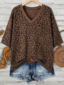 SHEIN LUNE Camiseta verde de bolsillo de talla grande para el Día de San Patricio, estilo boho para vacaciones de primavera, festival rave, estilo "old money" para mujeres, top marrón para mujeres para vacaciones, playa, vacaciones, Pascua, primavera, verano - Multicolor - Ver 1