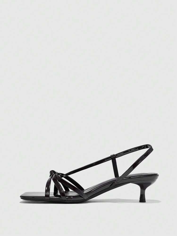 CUCCOO BIZCHIC Women Shoes Spring And Summer New Brown Thin Strip Open-Toed Women's Middle Heel Sandals Simple Fashion Comfortable Daily Versatile Commuter Women's Sandals Women's Shoes