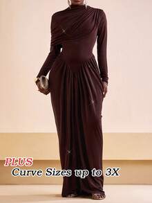 Veslaya Nouvelle robe maxi élégante à manches longues, taille cintrée, en tissu brillant marron, pour le printemps/été. Convient pour les occasions comme les rendez-vous, les fêtes, les galas, la Saint-Patrick, le style western, nomade, les anniversaires, les remises de diplômes, les étudiants, le quotidien, les vacances, la croisière, la plage, le bronzage, le streetwear, les invités de mariage, les déplacements, les brunchs, l'aéroport, le style Y2K, le vintage. Grandes tailles. - Tabac - Voir 6