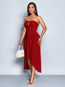 Women Midi Dresses - 紅色的 - 查看 5