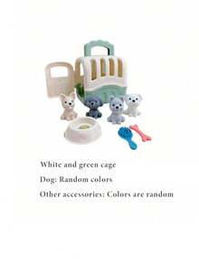 Zazumi 8 Pcs Set Cute Dog Basket For Home Play, Including Dog Plush , Dog House, And Scene Accessories, Suitable Gift, Preschool Giving,Easter,Easter Gift,Miniature Things, - Multicolor - View 3