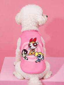 THE POWERPUFF GIRLS X SHEIN 1 Áo khoác cho thú cưng in họa tiết hoạt hình, quần áo cho mèo, quần áo cho chó, cỡ XXS-XXXXL, cỡ cực nhỏ, cỡ cực lớn. - Hồng - Xem 3