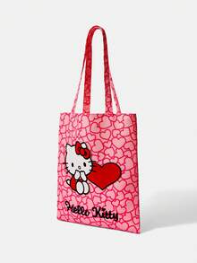 HELLO KITTY AND FRIENDS | SHEIN A Fashionable Cartoon Cute Embroidered Canvas Bag - Màu Hồng Tươi - Xem 2