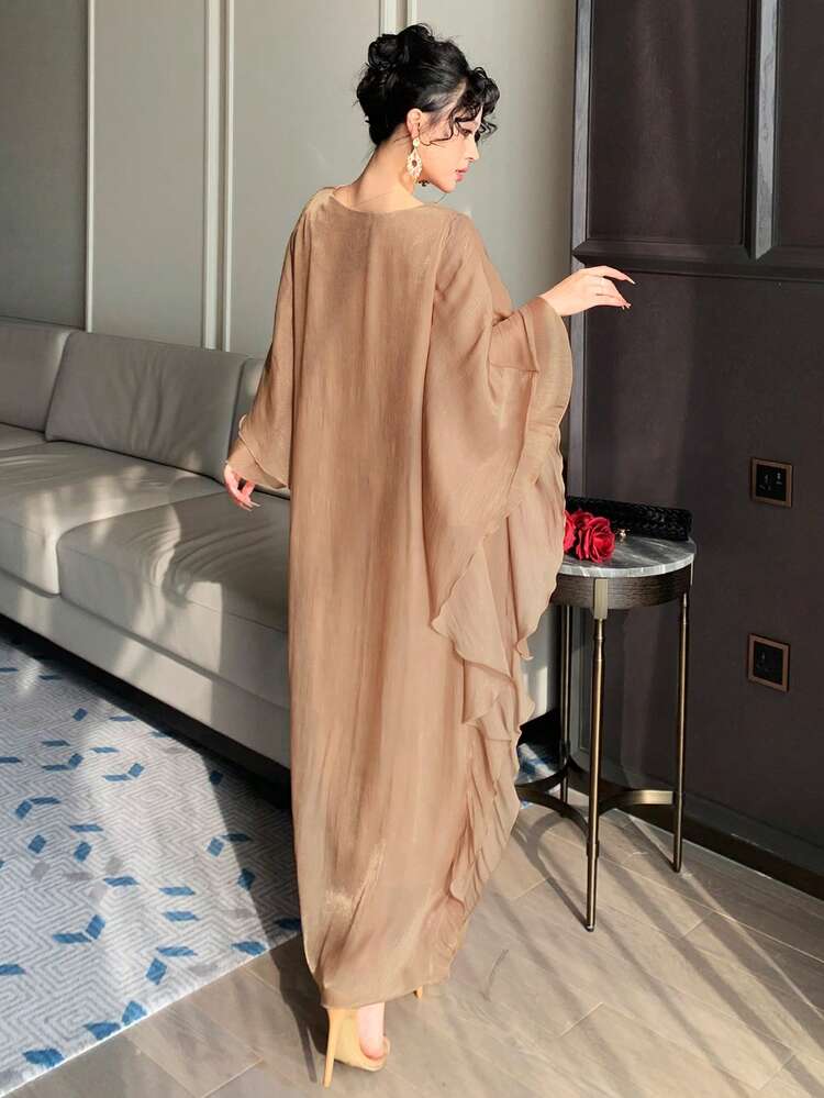 Elegant Party & Ceremony Midi Dress With Batwing Sleeves For Women Sundress Cocktail Dress
