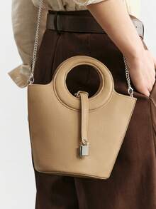 SHECARRY 女士时尚通勤及度假手提包 - 杏色 - 查看 7