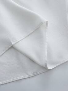 Elenzga Bộ đồ 2 mảnh dành cho nữ: Áo croptop cổ yếm tua rua buộc dây phía sau và chân váy xếp tầng cạp chun, trang phục đi biển màu trắng thanh lịch, thoải mái cho mùa hè. - Màu be - Xem 8