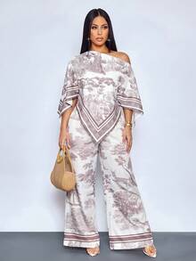 SOLERSUN 性感优雅女士沙滩度假春夏艺术印花油画长裤 - 棕色 - 查看 8