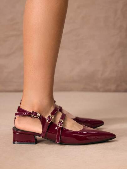 ROMWE Kawaii 2025 Höst Dam Röda Moderna Platta Slip-On Skor