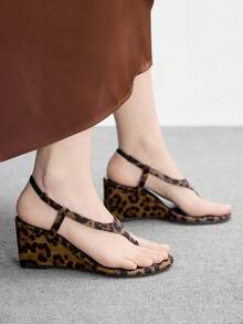 CUCCOO BIZCHIC 女士水钻装饰休闲厚底凉鞋 - 豹紋 - 查看 4