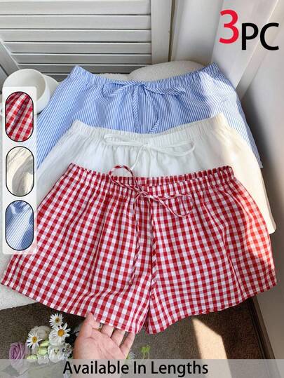 SHEIN PETITE CURVE Plus Size Women Drawstring Waist Casual Versatile Daily Wear Shorts