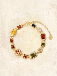 Glisma 复古奢华几何水钻镶嵌手链 - 彩色 - 查看 3