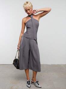 COUREZ PINSTRIPE HALTER NECK WITH TIE DETAIL - Multicolor - View 2