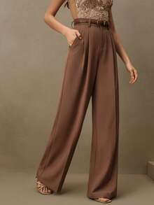 Anewsta Petite Spring/Summer Petite Office Lady Pleated Suit Pants - Coral Pink - View 6