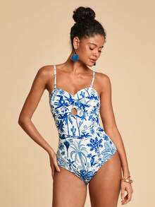 Travachic 女士热带印花连体泳衣，度假沙滩 - 彩色 - 查看 5