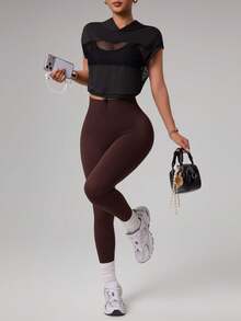 Dewbera Hollow-Out Patchwork Cropped Sweatshirt Sweatshirt - Black - View 7