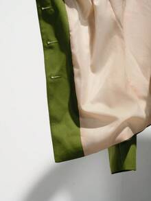 Aveloria Modichic Fashionable Commuter Versatile Daily Wear Faux Linen Elegant Waist Cinched Long Sleeve Blazer - Green - View 8