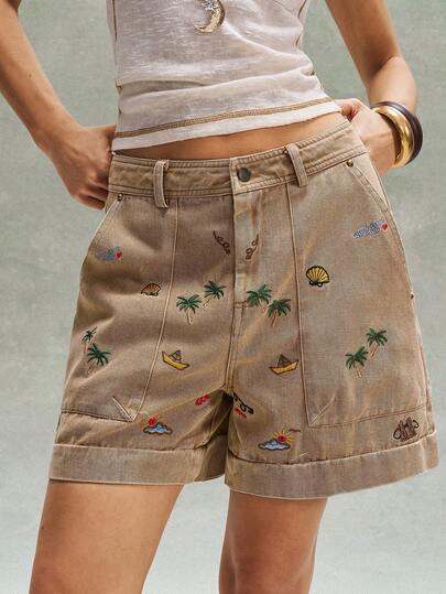 Bohemela Women's Casual Solid Color Woven Loose Shorts