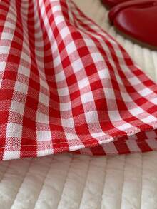 SHEIN EZwear 女士格子打结露肩休闲连体裤 - 咖啡棕 - 查看 10