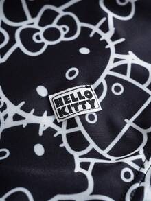 HELLO KITTY AND FRIENDS | SHEIN 女士夏季沙滩度假卡通印花露背连体泳衣 - 黑色 - 查看 11