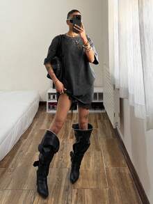 Muchica Women's Summer Casual Washed Lace Patchwork Mini Dress,Summer Dresses For Women - Black - View 7